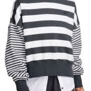 Nike blue and White Striped Pullover Sweatshirt medium